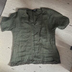 DKNY Dark Green Women's linen top
